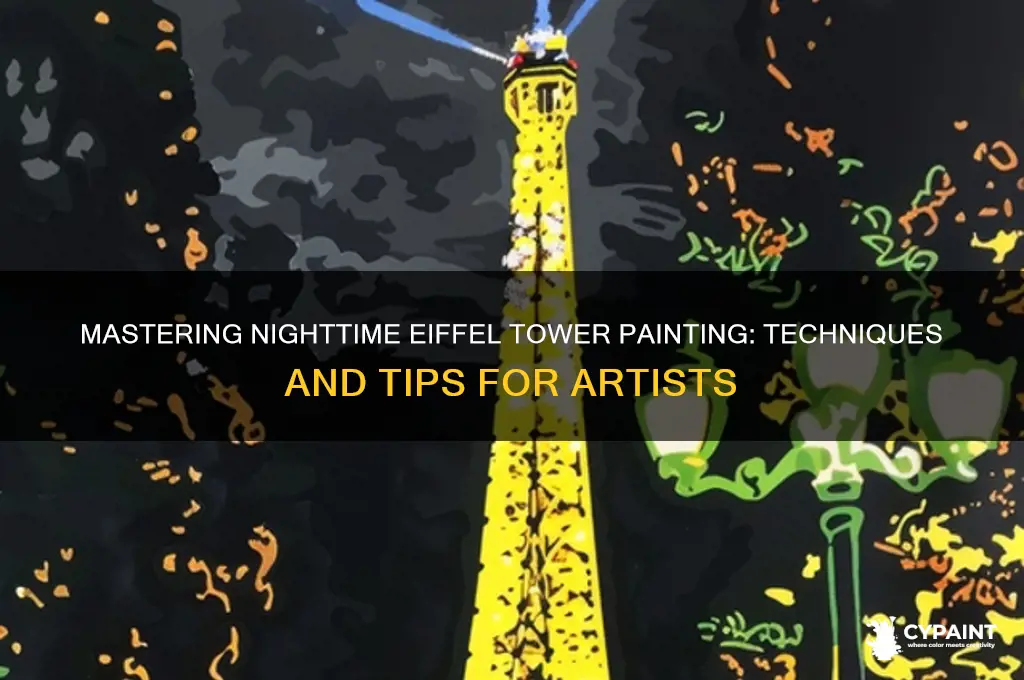 how to paint eiffel tower at night