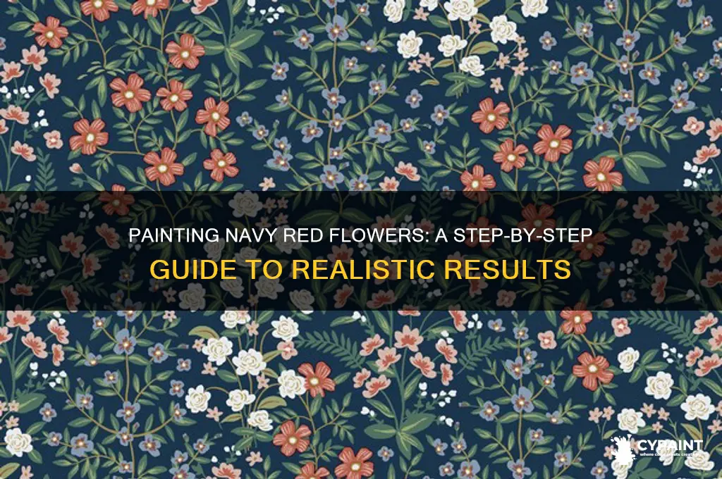 how to paint fake red flowers navy