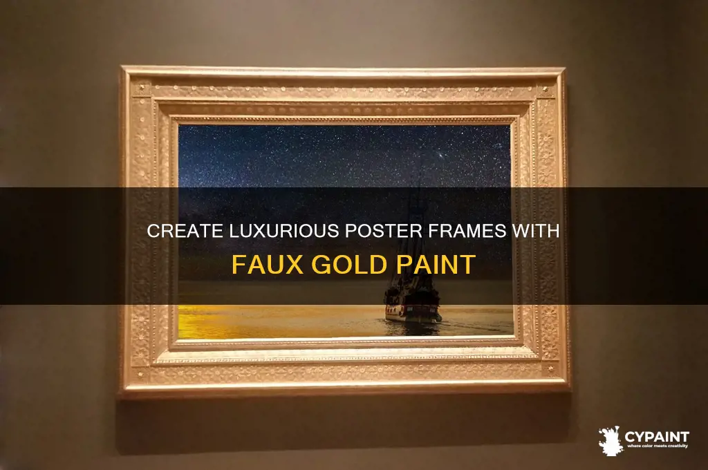 how to paint faux gold frame on poster boad