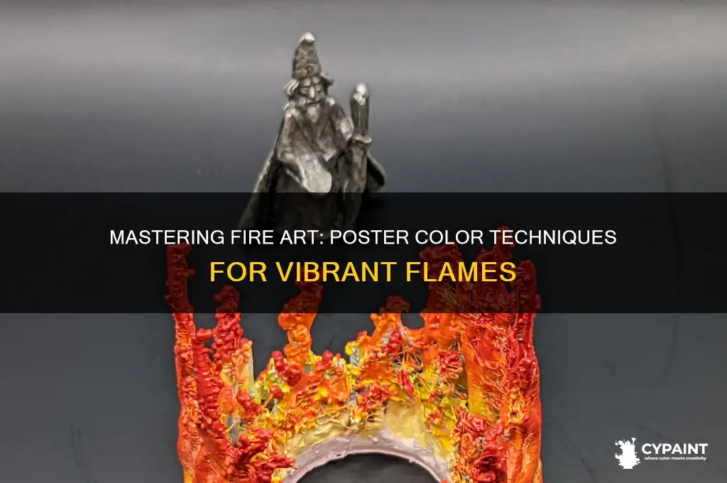 how to paint fire with poster colours