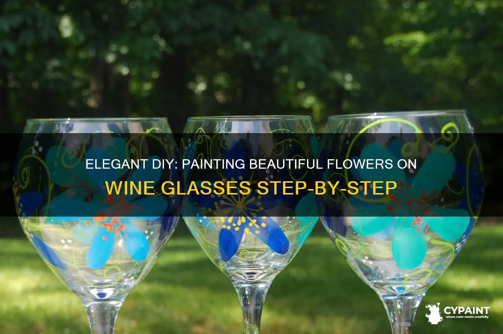 how to paint flower on wine glass