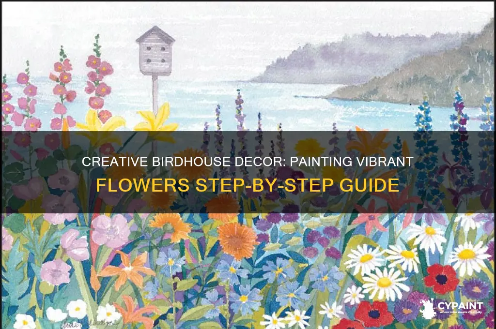how to paint flowers on a birdhouse