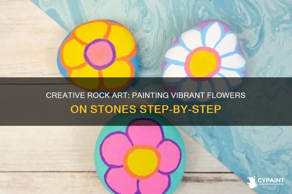 how to paint flowers on a rock