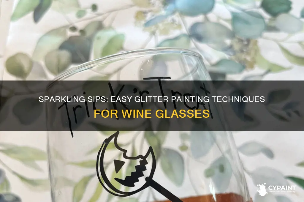 how to paint glitter on wine glasses