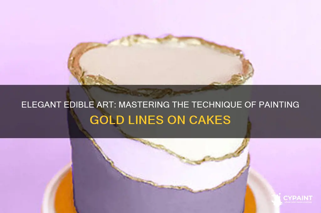 how to paint gold lines onto a cake