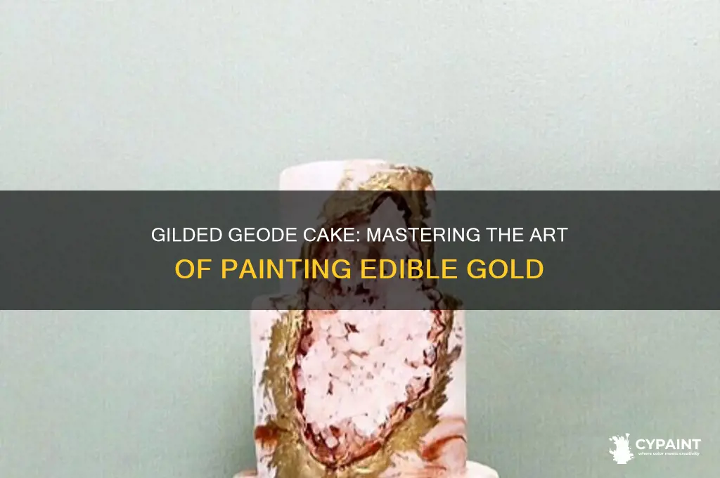 how to paint gold onto a geode cake