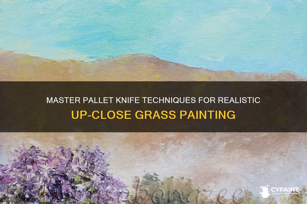 how to paint grass up close with a pallet knife