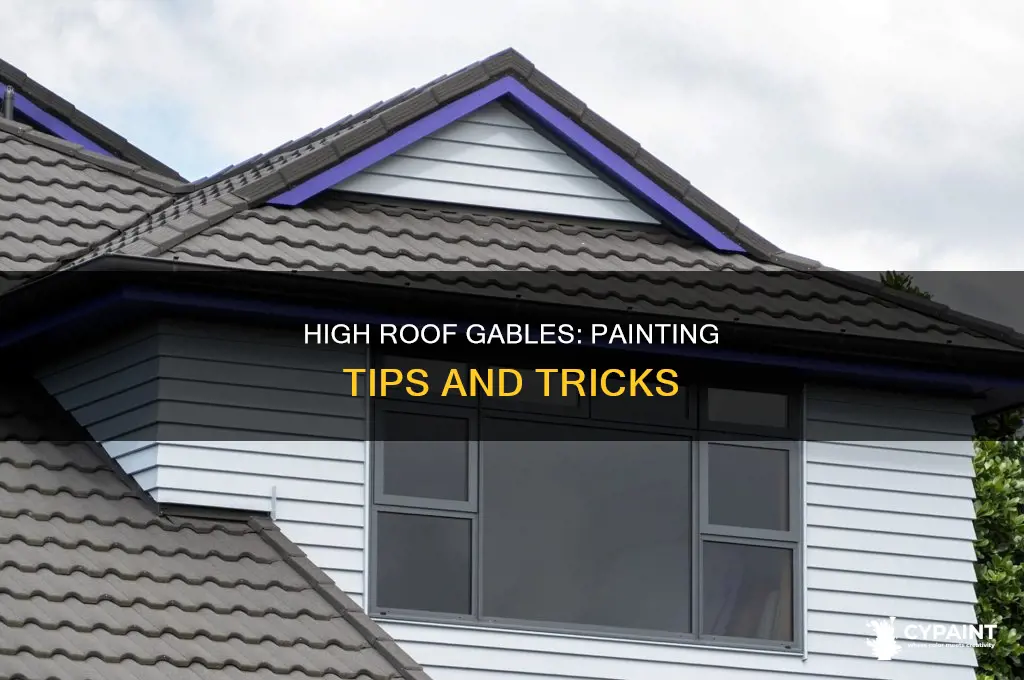 how to paint high gables on top of roof