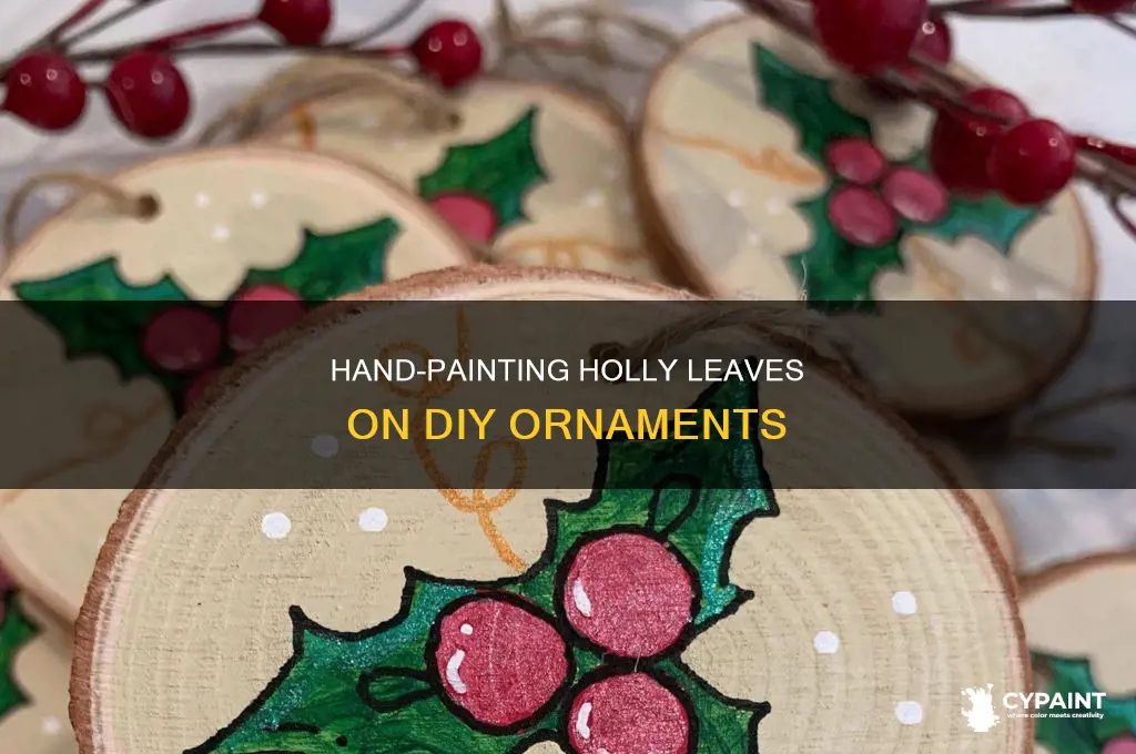 how to paint holly leaves on a diy ornament