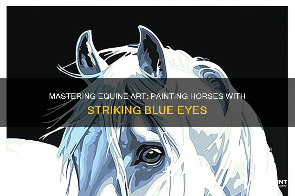 how to paint horse with blue eyes
