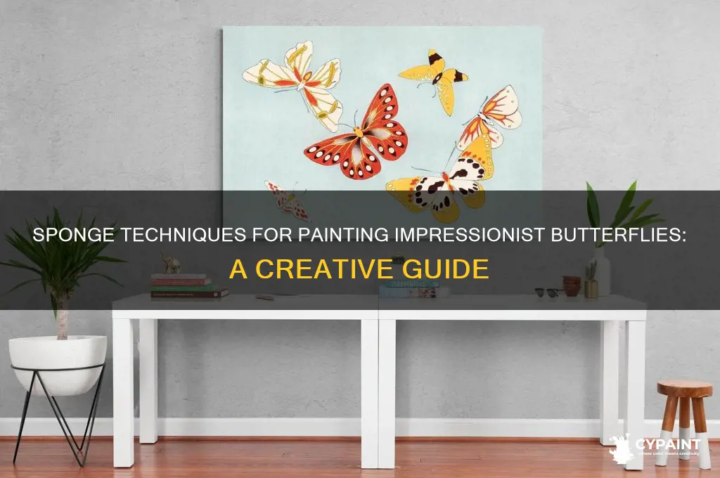 how to paint impressionist butterflies with a sponge