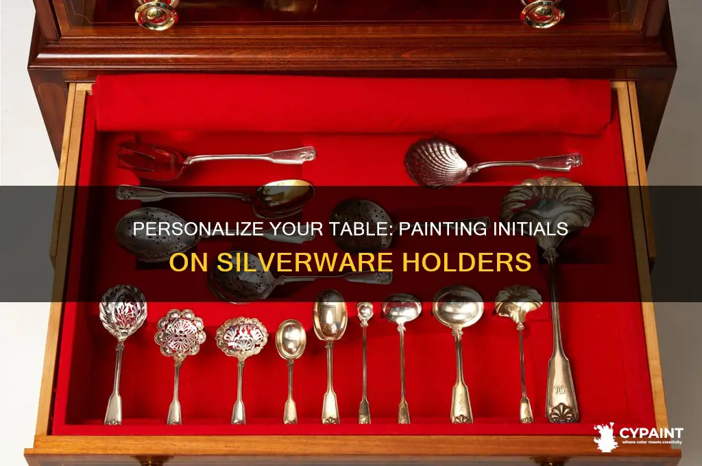 how to paint initial on silverware holer