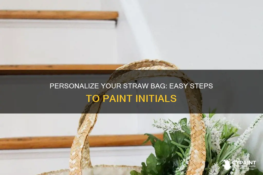 how to paint initials on straw bag