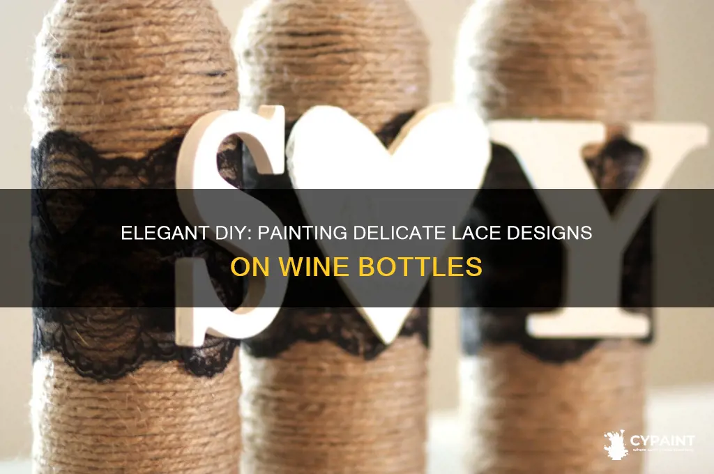 how to paint lace on wine bottles
