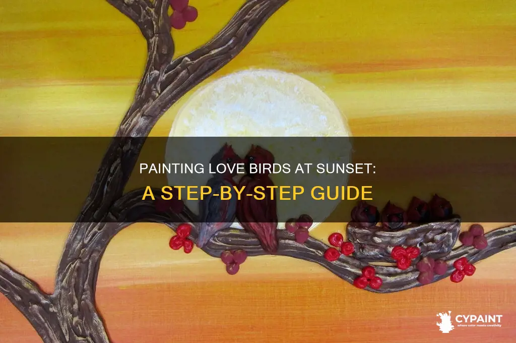 how to paint love birds in sunset