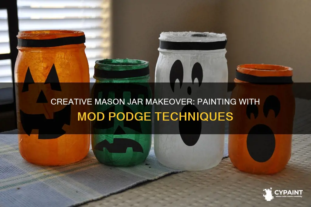 how to paint mason jars with modge podge