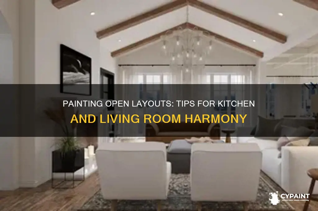 how to paint open layout kitchen and living room together