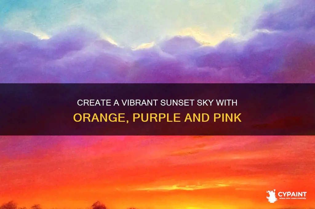 how to paint orange purple and pink glowing sky