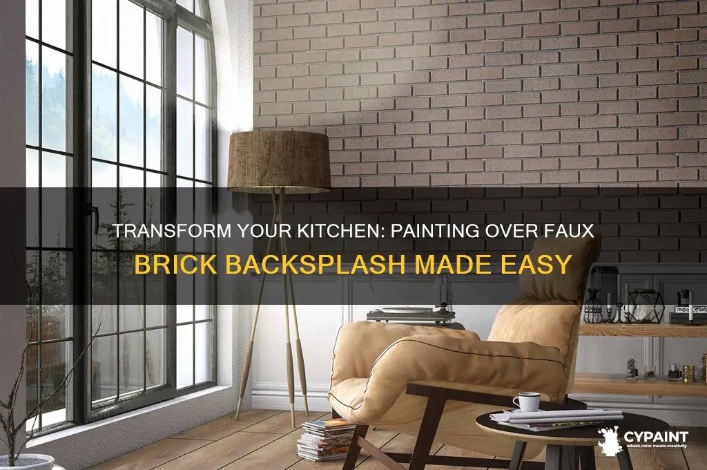 how to paint over faux brick backsplash