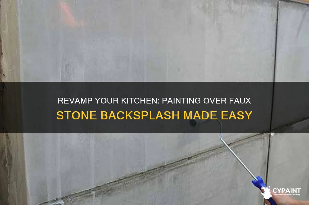 how to paint over faux stone backsplash