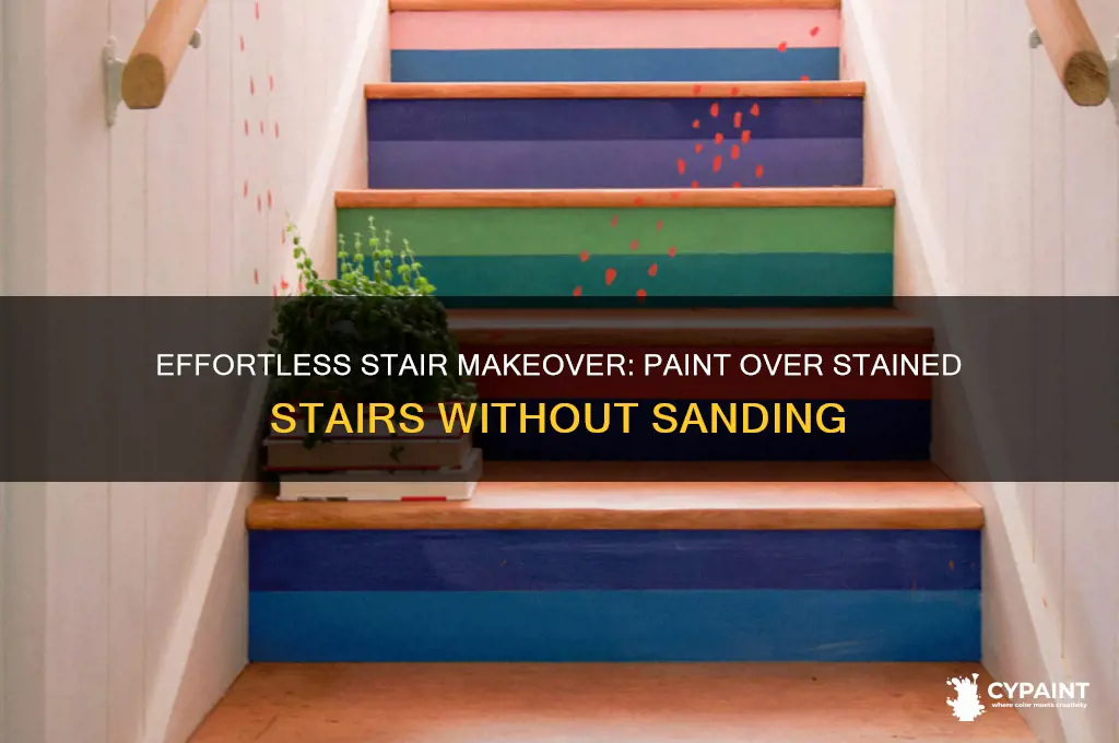 how to paint over stain stairs without sanding