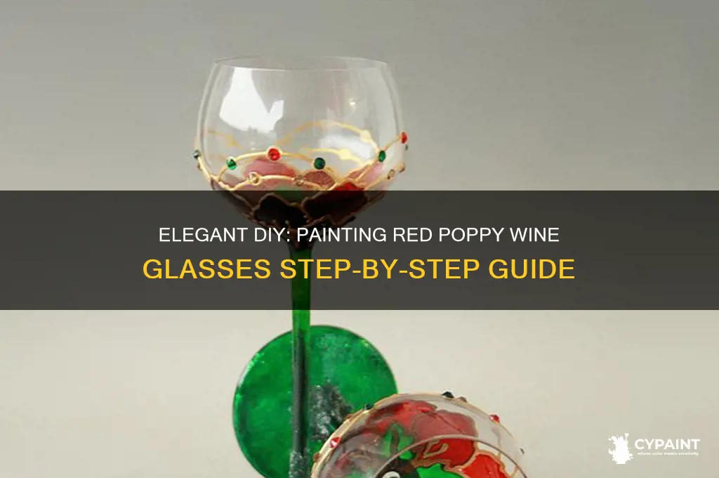 how to paint red poppy wine glasses