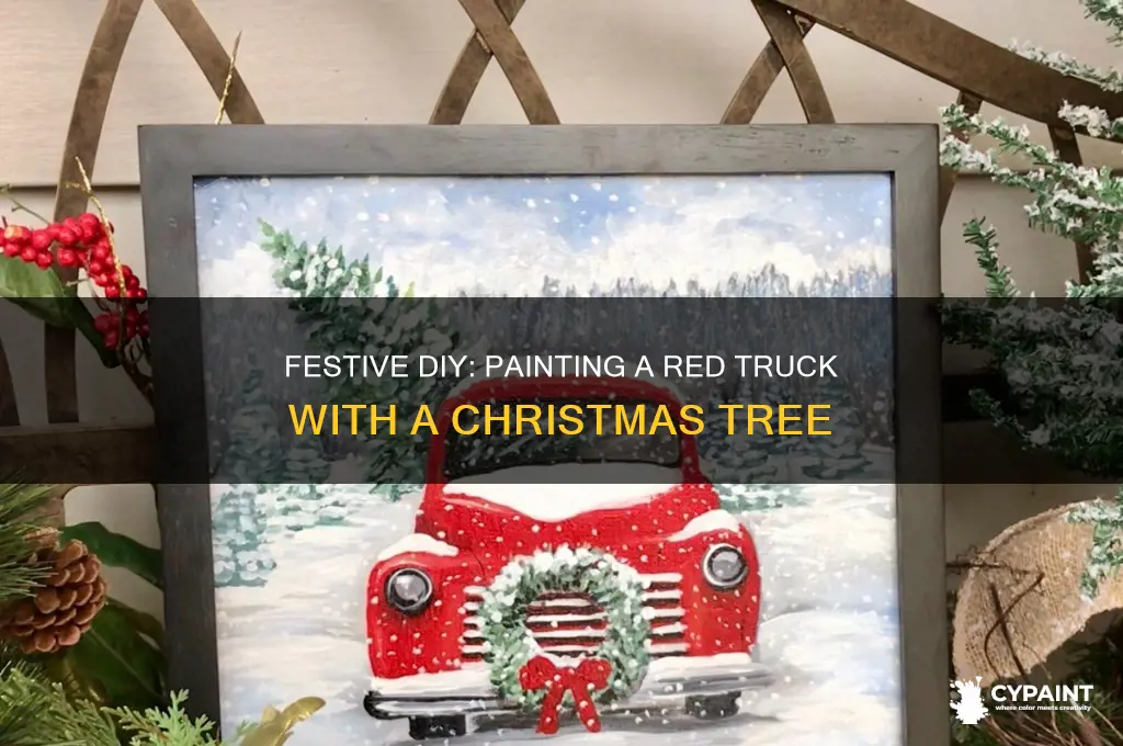how to paint red truck with christmas tree