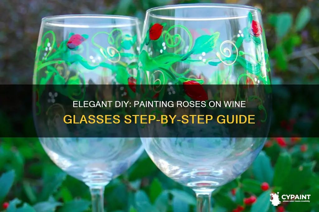 how to paint roses on wine glasses