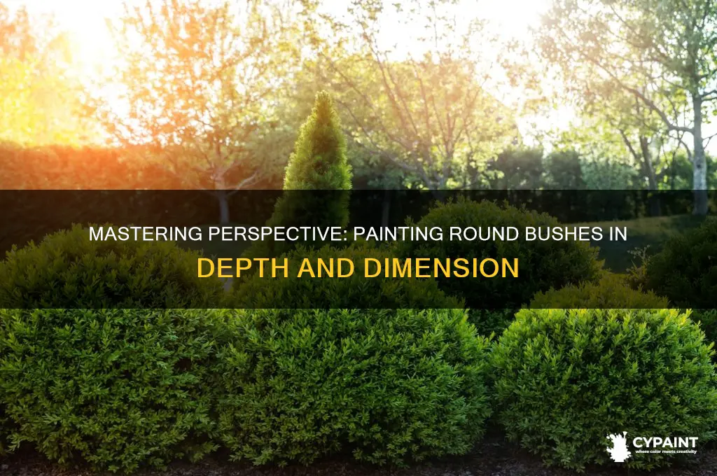how to paint round bushes with perspective