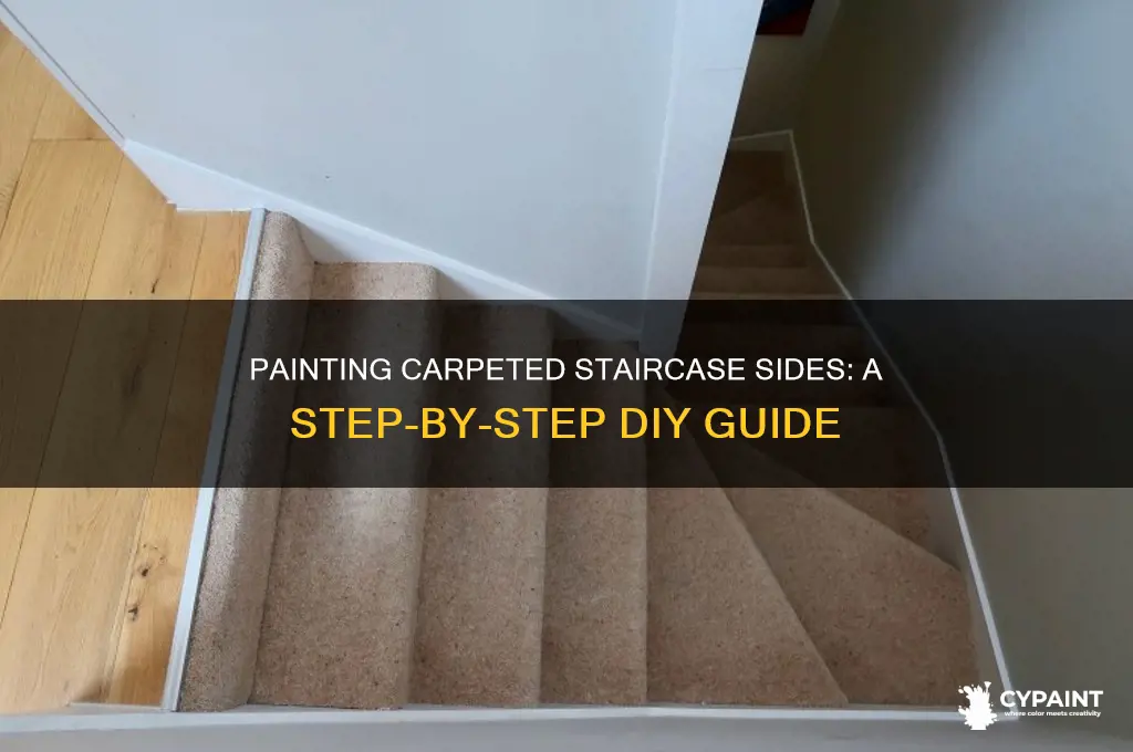 how to paint side of a cerpeted staircase
