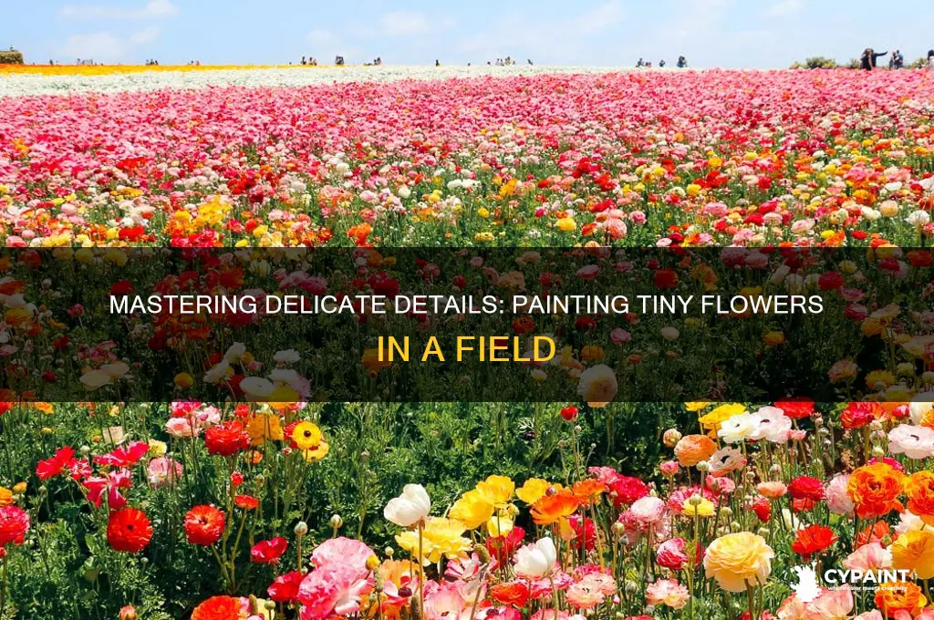 how to paint small flowers in a field