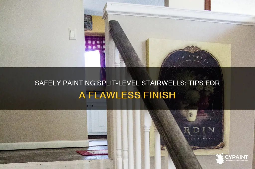 how to paint split level stairwell safely