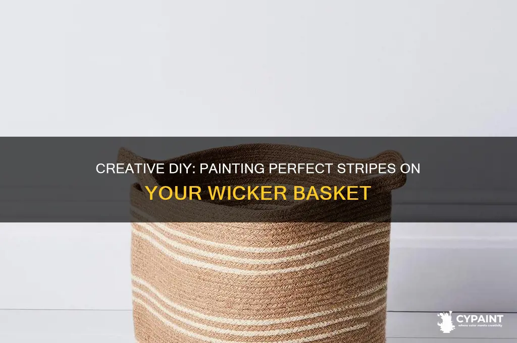 how to paint stripes on a wicker basket