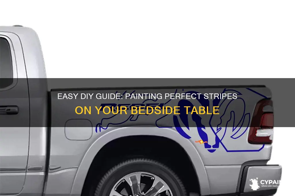how to paint stripes on bedside table