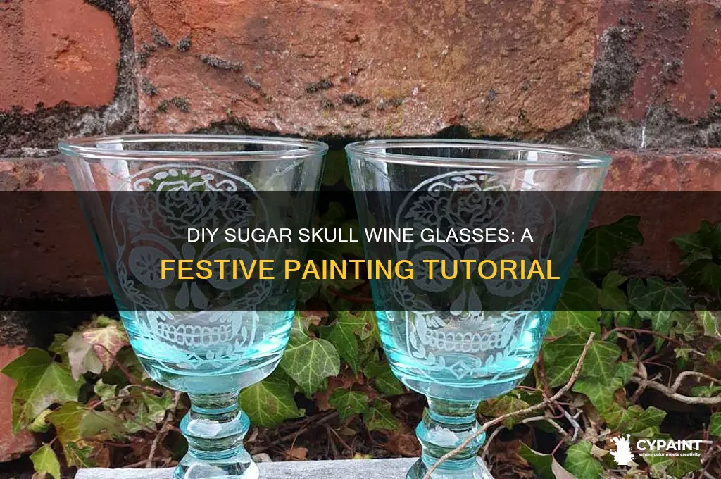 how to paint sugar skull wine glasses