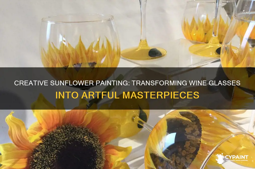 how to paint sunflowers on wine glasses