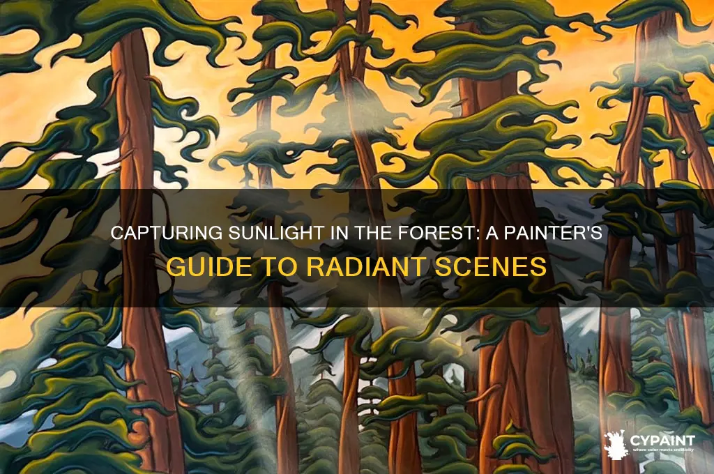 how to paint sunlight beaming through a forest
