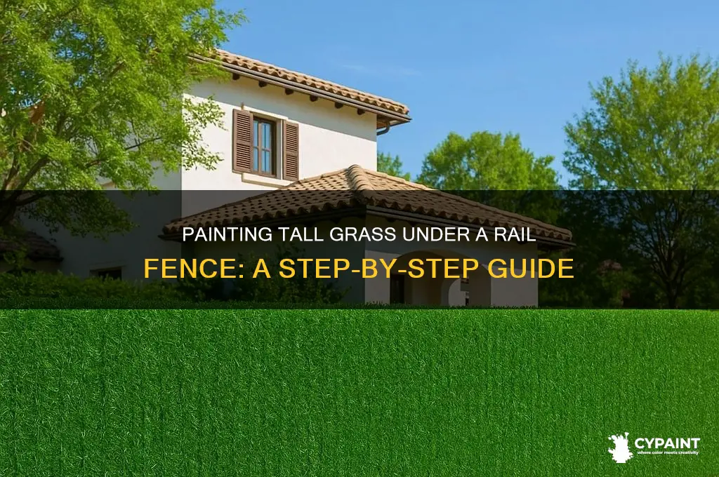 how to paint tall grass under a rail fence