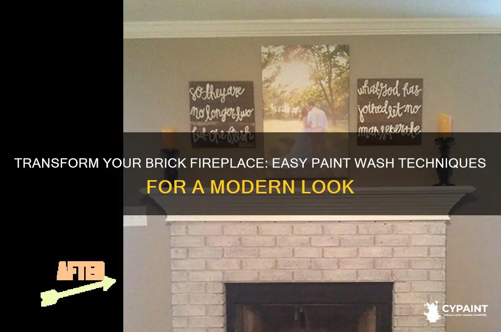 how to paint wash a brick fireplace