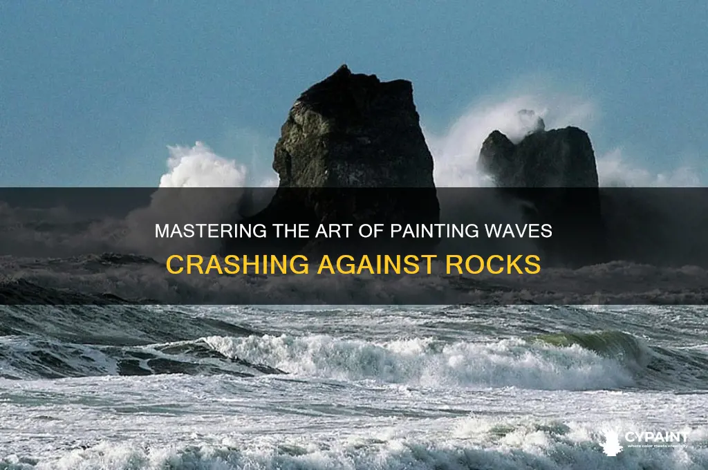 how to paint waves crashing against rocks