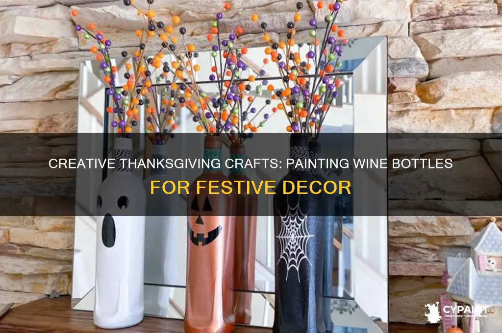 how to paint wine bottle for thanksgiving