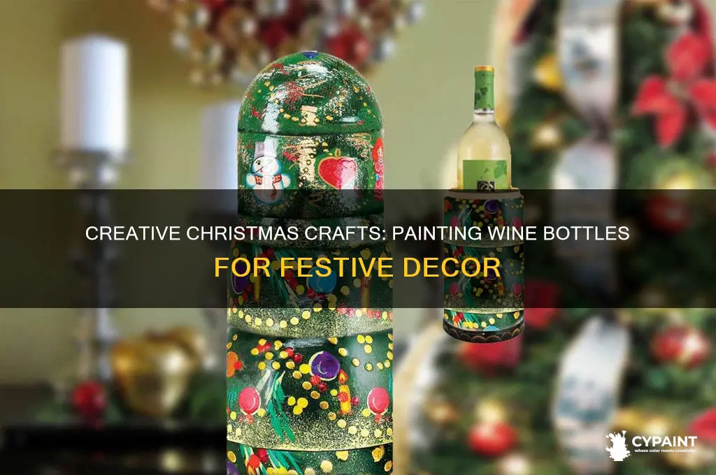 how to paint wine bottles for christmas