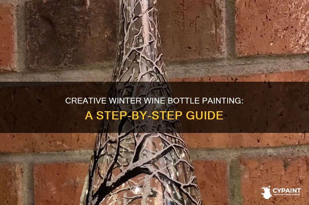 how to paint winter scene on wine bottle