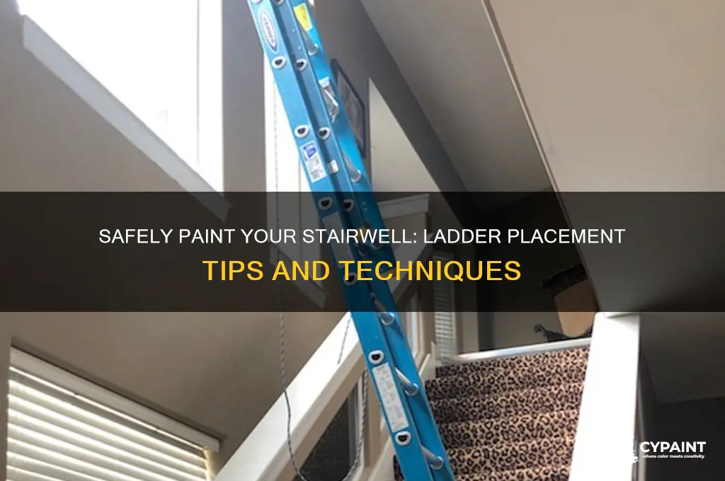 how to place ladder to paint stairwell