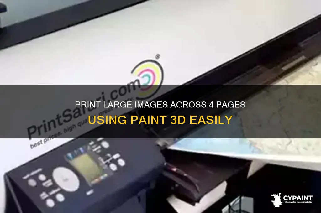 how to print enlarged image on 4 pages paint 3d