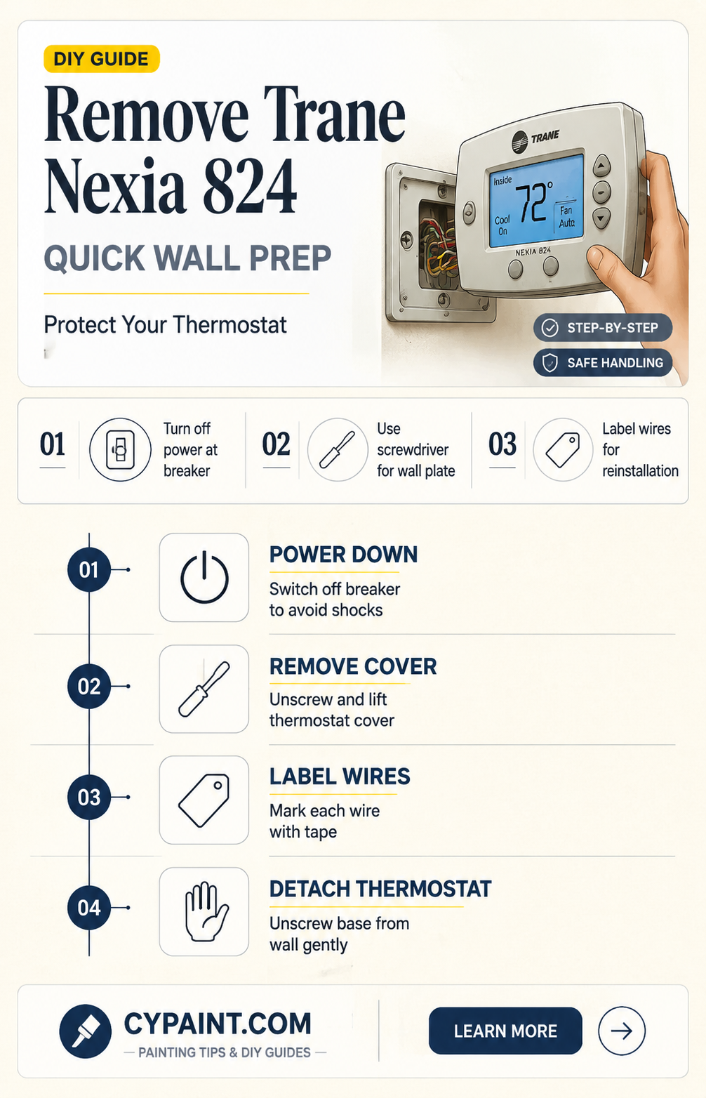 can trane nexia 824 thermostat be taken off to paint