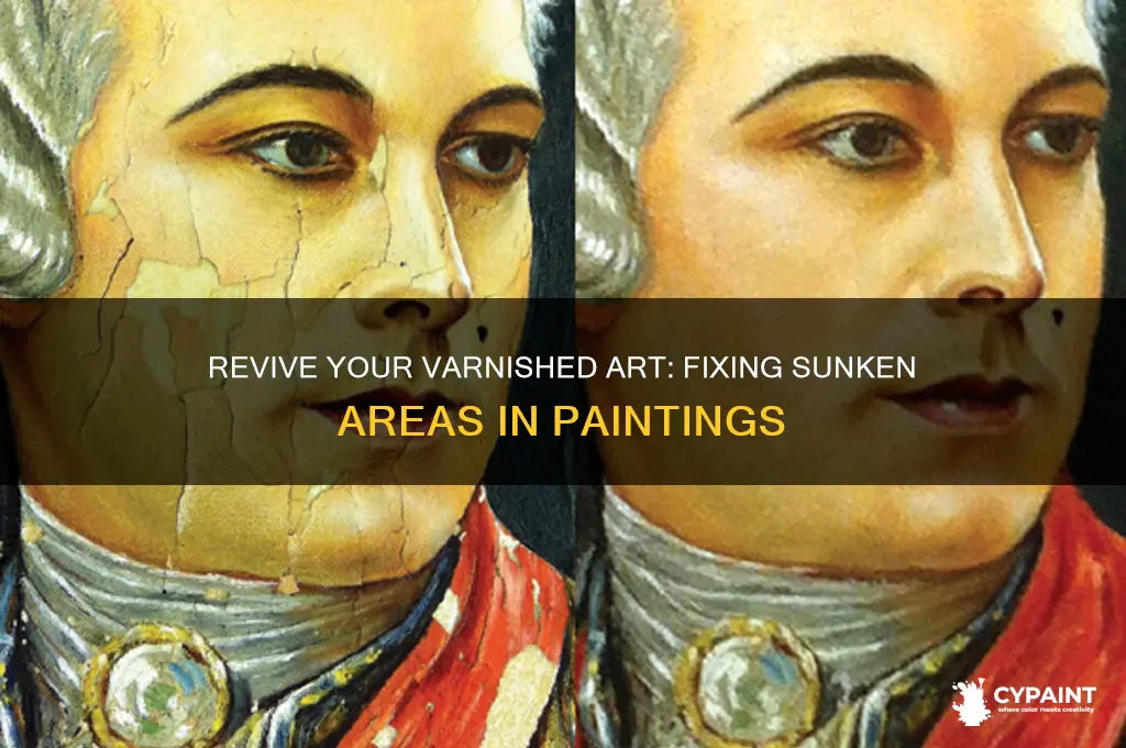how to repair sunken in areas of a varnished painting