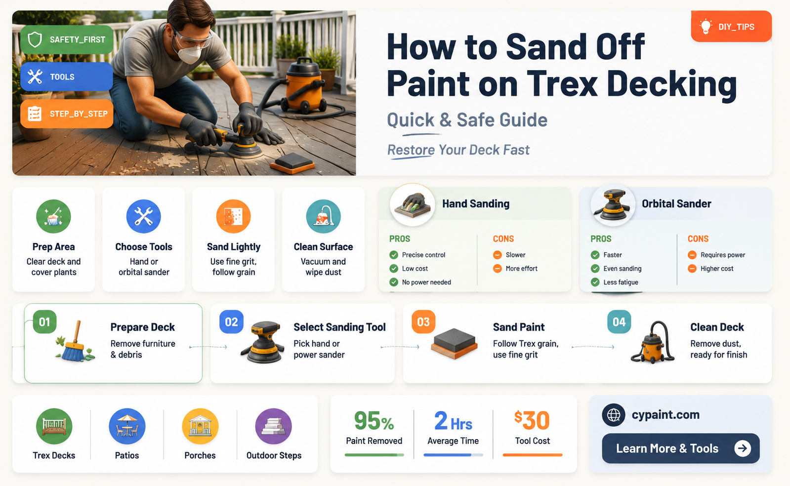 can i sand off the paint on trex decking