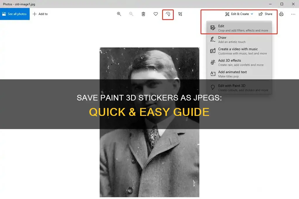how to save a paint 3d sticker as a jpeg