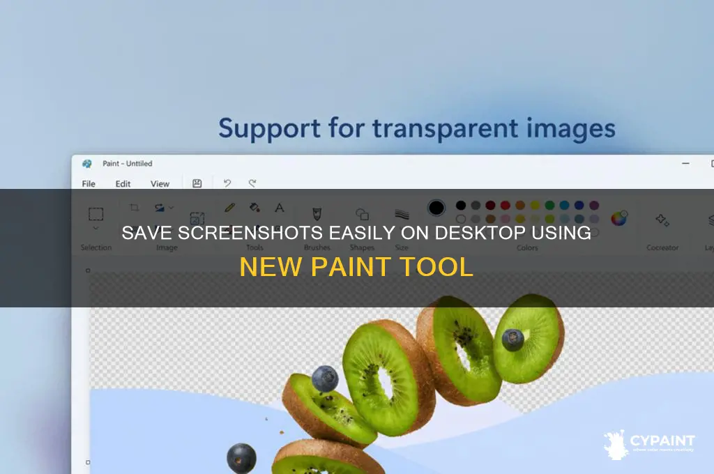 how to save a screenshot on desktop with new paint